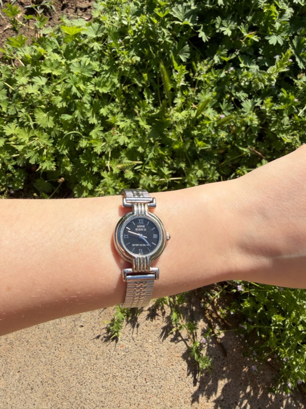 Anne Klein Silver Women's Bracelet Watch - Black Dial